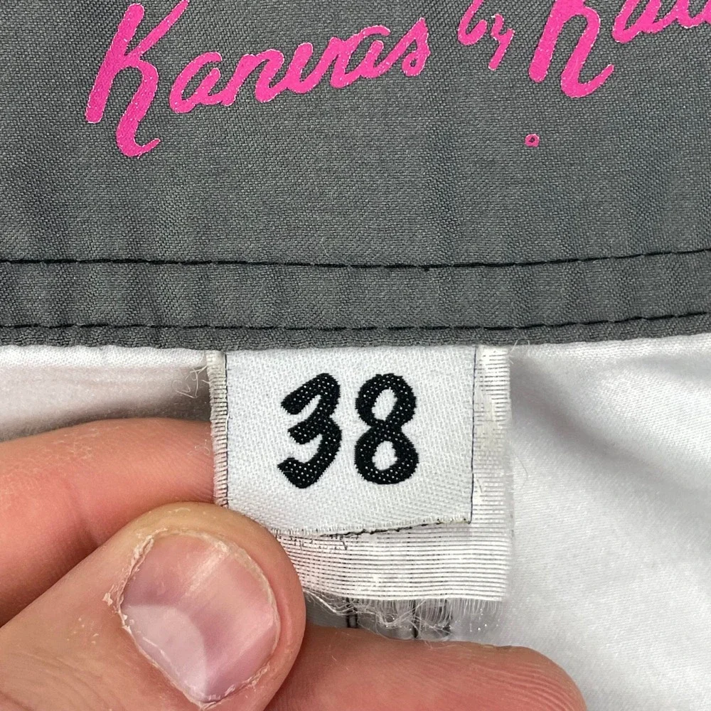 VTG Kanvas by Katin Boardshorts Mens 38 Grey Striped‎ Baggy Loose Long 23